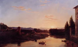 Sunset on the Arno by Thomas Cole - Oil Painting Reproduction