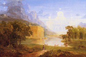 The Cross and the World: Study for 'The Pilgrim of the World on His Journey' by Thomas Cole Oil Painting