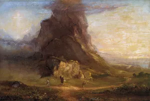 The Cross and the World: Study for 'Two Youths Enter Upon a Pilgrimage - One to Cross the Other to the World by Thomas Cole - Oil Painting Reproduction