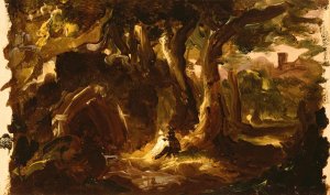 Wooded Landscape with Figures by Thomas Cole Oil Painting