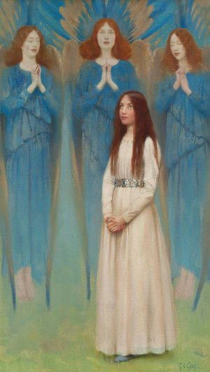 A vision of angels Oil painting by Thomas Cooper Gotch