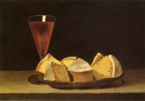 Cake and Wine Glass by Thomas Couture - Oil Painting Reproduction