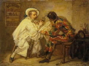 Harlequin and Pierrot by Thomas Couture Oil Painting