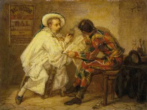 Harlequin and Pierrot by Thomas Couture Oil Painting