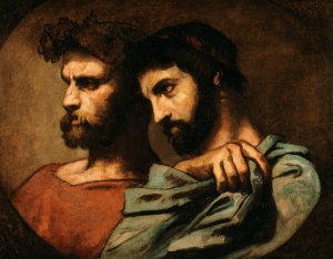 Les deux philosophes by Thomas Couture Oil Painting