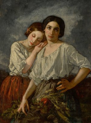 Two Sisters by Thomas Couture Oil Painting