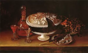 Wedding Cake, Wine, Almonds, and Raisins by Thomas Couture Oil Painting