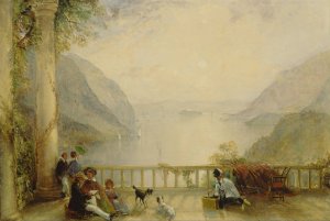 Figures on a Balcony, probably at Westpoint by Thomas Creswick Oil Painting
