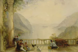 Figures on a Balcony, probably at Westpoint by Thomas Creswick Oil Painting