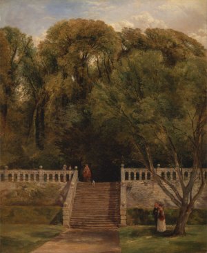 On the Terrace at Haddon Hall, Derbyshire by Thomas Creswick Oil Painting