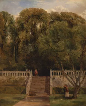 On the Terrace at Haddon Hall, Derbyshire by Thomas Creswick Oil Painting