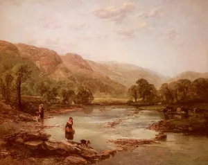 Shallow Streams by Thomas Creswick - Oil Painting Reproduction