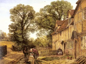 The Pedlars's Visit by Thomas Creswick Oil Painting