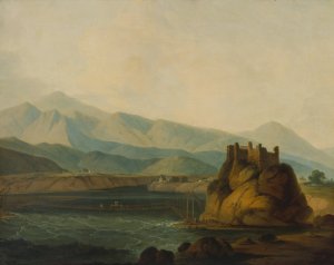 The Rope Bridge at Serinagur by Thomas Daniell Oil Painting