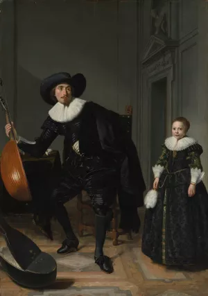 A Musician and His Daughter by Thomas De Keyser Oil Painting