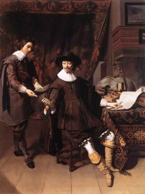 Constantijn Huygens and His Clerk Oil painting by Thomas De Keyser