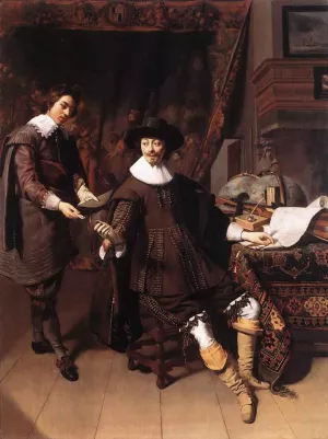 Constantijn Huygens and His Clerk by Thomas De Keyser Oil Painting