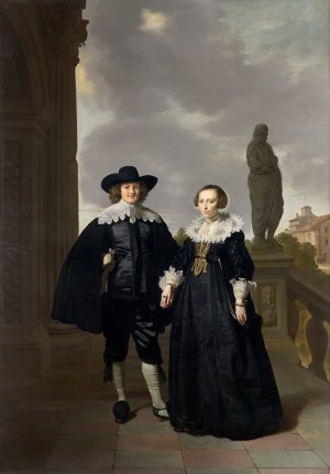 Frederick van Velthuysen and his wife, Josina by Thomas De Keyser Oil Painting