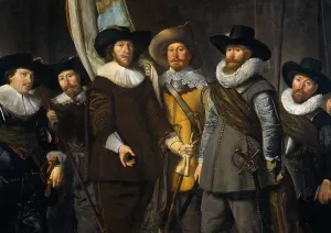 The Company of Cpt. Allaert Cloeck and Lt. Lucas Jacob Detail #1 painting by Thomas De Keyser