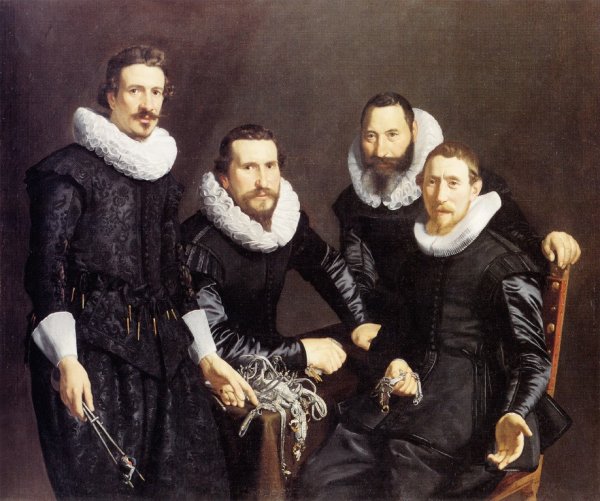 The Syndics of the Amsterdam Guild of Goldsmiths by Thomas De Keyser - Hand-Painted Oil Painting Reproduction