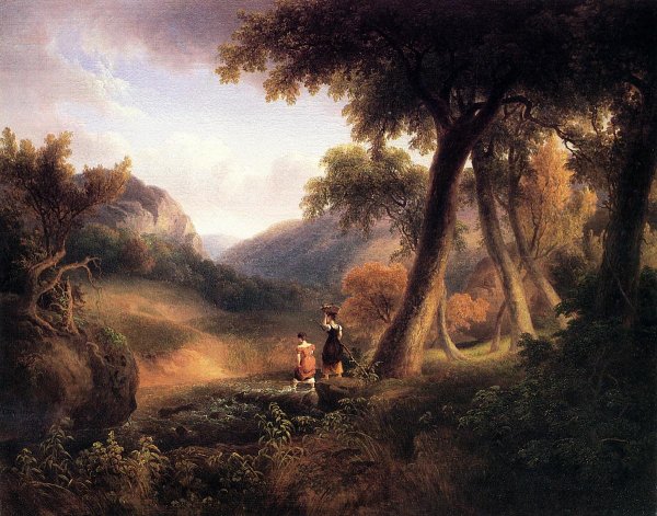 Main Product Photo of Girls Crossing the Brook Painting by Thomas Doughty