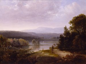 River View with Hunters and Dogs by Thomas Doughty Oil Painting