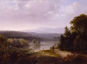 River View with Hunters and Dogs by Thomas Doughty Oil Painting