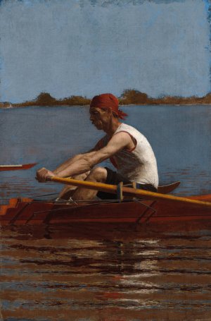 John Biglin in a Single Scull by Thomas Eakins Oil Painting