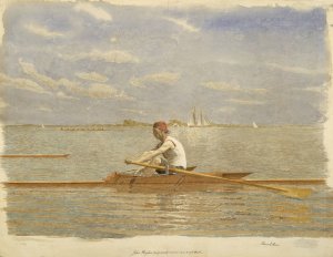 John Biglin in a Single Scull by Thomas Eakins Oil Painting