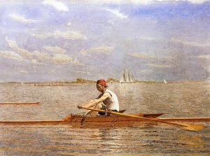 John Biglin in a Single Scull by Thomas Eakins Oil Painting