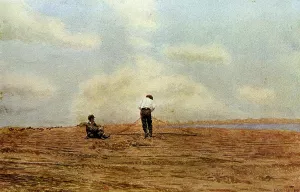 Mending the Net by Thomas Eakins Oil Painting