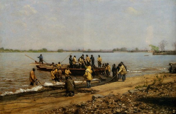 Main Product Photo of Shad Fishing at Gloucester on the Delaware River Painting by Thomas Eakins