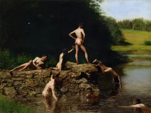 Swimming Oil painting by Thomas Eakins