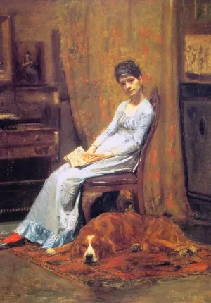 The Artist's Wife and his Setter Dog by Thomas Eakins - Oil Painting Reproduction