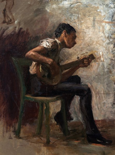 Main Product Photo of The Banjo Player Painting by Thomas Eakins