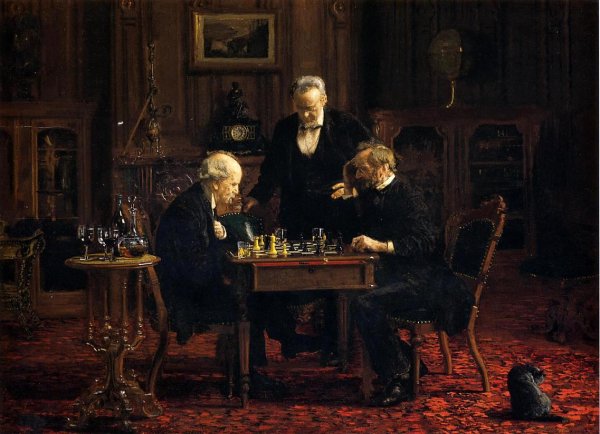 Main Product Photo of The Chess Player Painting by Thomas Eakins