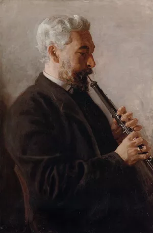 The Oboe Player also known as Portrait of Benjamin Sharp painting by Thomas Eakins