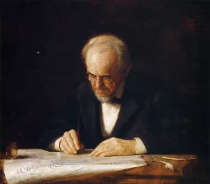 The Writing Master Benjamin Eakins by Thomas Eakins - Oil Painting Reproduction