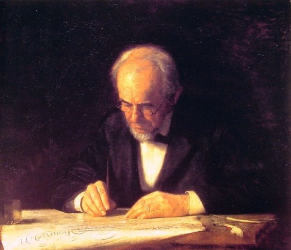 Main Product Photo of The Writing Master - Portrait of the Artist's Father Painting by Thomas Eakins