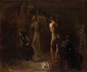 William Rush Carving His Allegorical Figure of the Schuylkill River, Study by Thomas Eakins Oil Painting