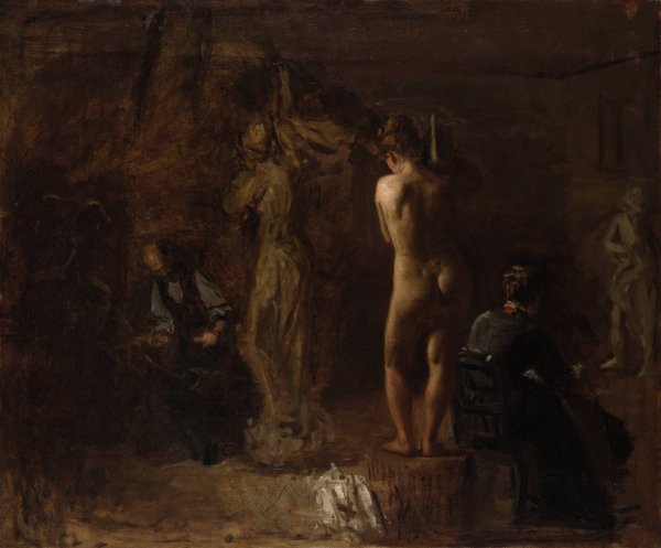Main Product Photo of William Rush Carving His Allegorical Figure of the Schuylkill River, Study  Painting by Thomas Eakins