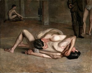 Wrestlers by Thomas Eakins Oil Painting