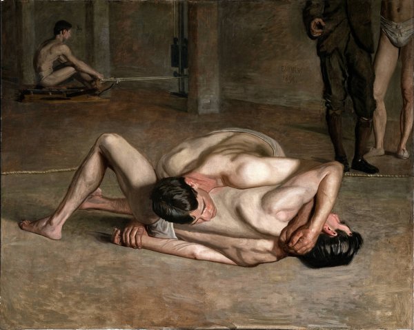 Main Product Photo of Wrestlers  Painting by Thomas Eakins