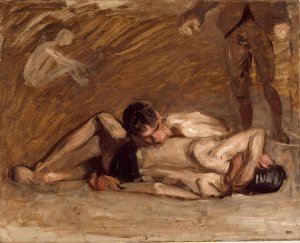 Wrestlers by Thomas Eakins Oil Painting