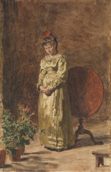 Young Girl Meditating  by Thomas Eakins - Hand-Painted Oil Painting Reproduction