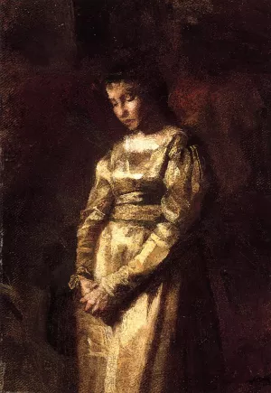 Young Girl Meditating Study by Thomas Eakins Oil Painting