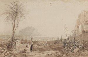 A chalet and a rock massif by Thomas Ender Oil Painting