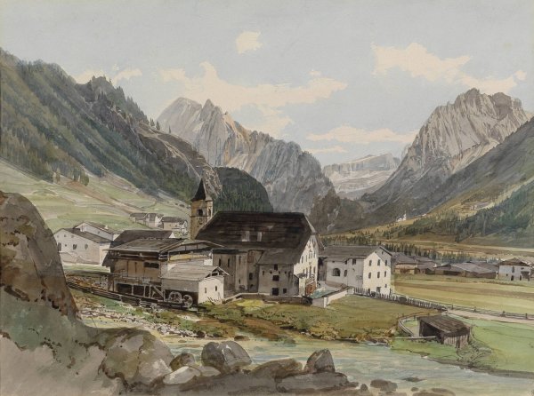 Bergdorf mit einer Kleinindustrieanlage by Thomas Ender - Hand-Painted Oil Painting Reproduction