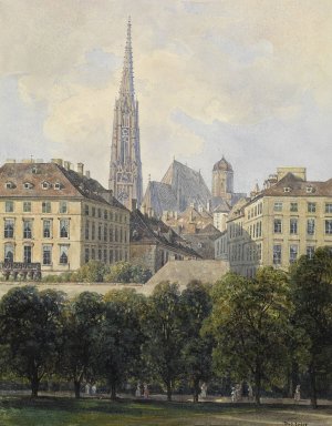 Blick auf den Stephansdom vom Glacis aus by Thomas Ender Oil Painting