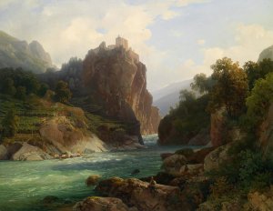 Blick auf die Zenoburg bei Meran by Thomas Ender Oil Painting